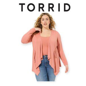 Torrid Super Soft Cinch Front Drape Cardigan Desert Sand Size 1 NWT Plus Size